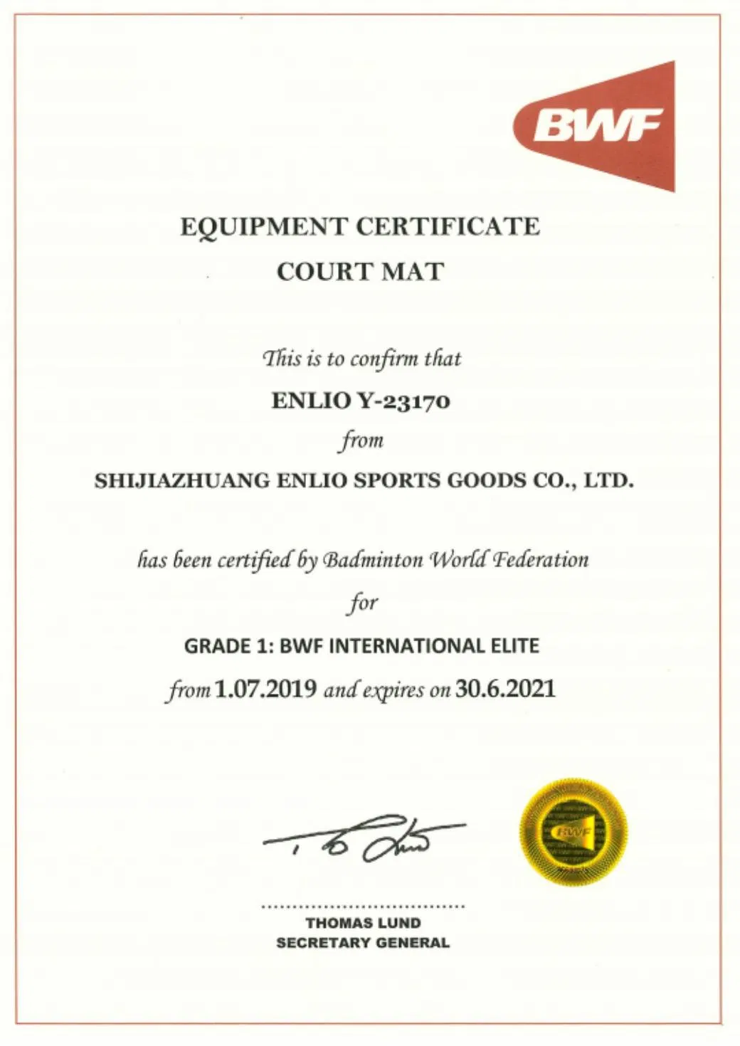 Enlio High End Indoor Bwf I Approved Badminton Flooring Crystal Type