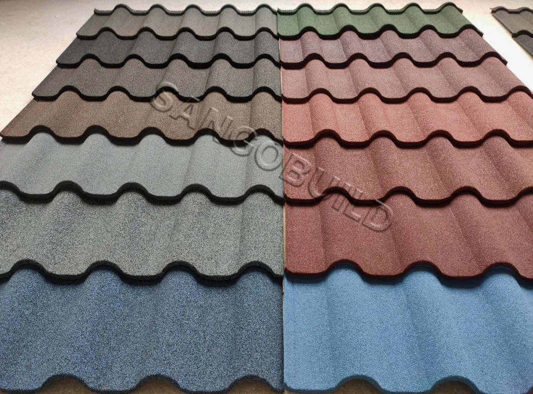 Europe Granite Chips Coated Alumzinc Steel Roof Tile Solar Panel Mabati Roofing 1340*420 mm
