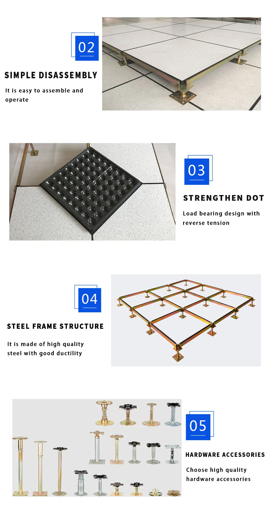 Factory Supplier Anti-Static HPL/PVC Steel Cement Raised Floor System