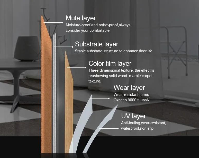 Fire Resist Patent Click Lock Spc Flooring PVC Vinyl Tile for Kitchen