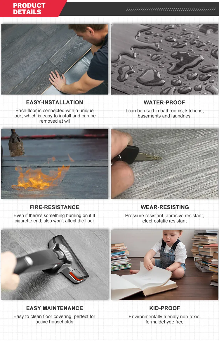 Floorscore Formaldehyde Free Uniclic Locking System Vinyl Plank Spc Flooring