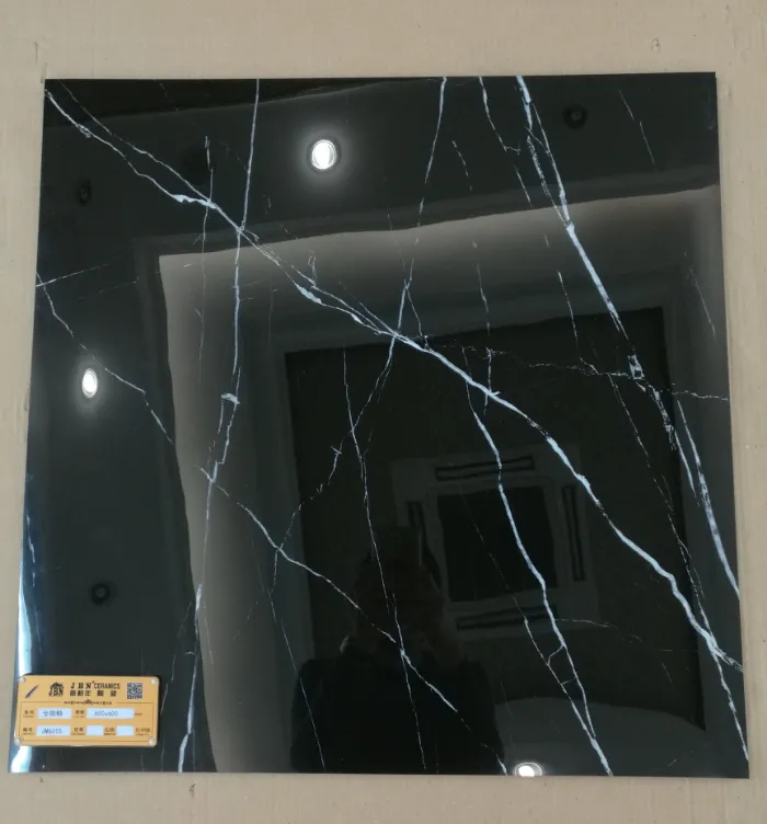 Foshan High Quality 60X60 Black Tile Black and White Line Porcelain Marble Floor Tile Jm6615