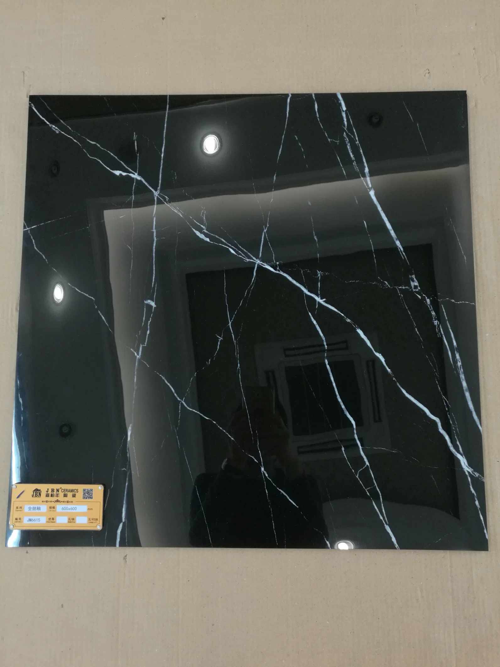 Foshan High Quality 60X60 Black Tile Black and White Line Porcelain Marble Floor Tile Jm6615
