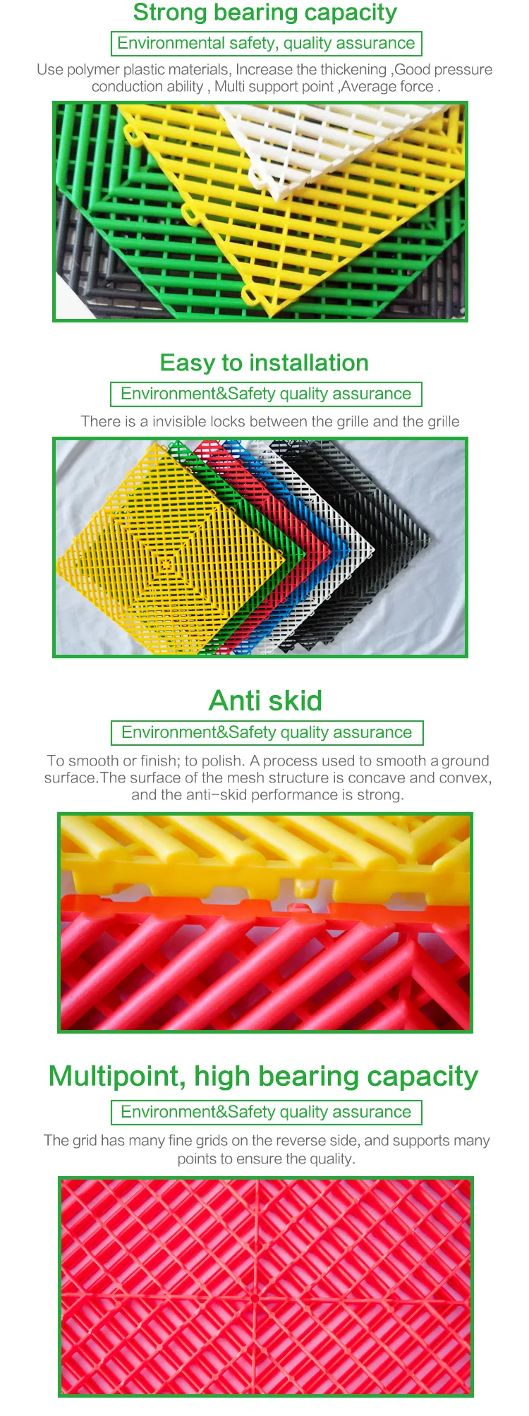 Garage Anti-Slip PVC Floor Mat, PP Rib Interlcok Garage Floor Tiles, PVC Floor Tile