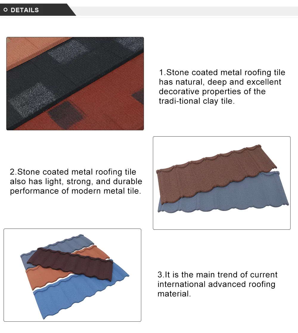 Good Price 1340 X 420 mm Lightweight Stone Coated Metal Roof Tile