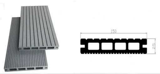 Grey Hollow Wood Plastic Composite Outdoor WPC Decking Flooring