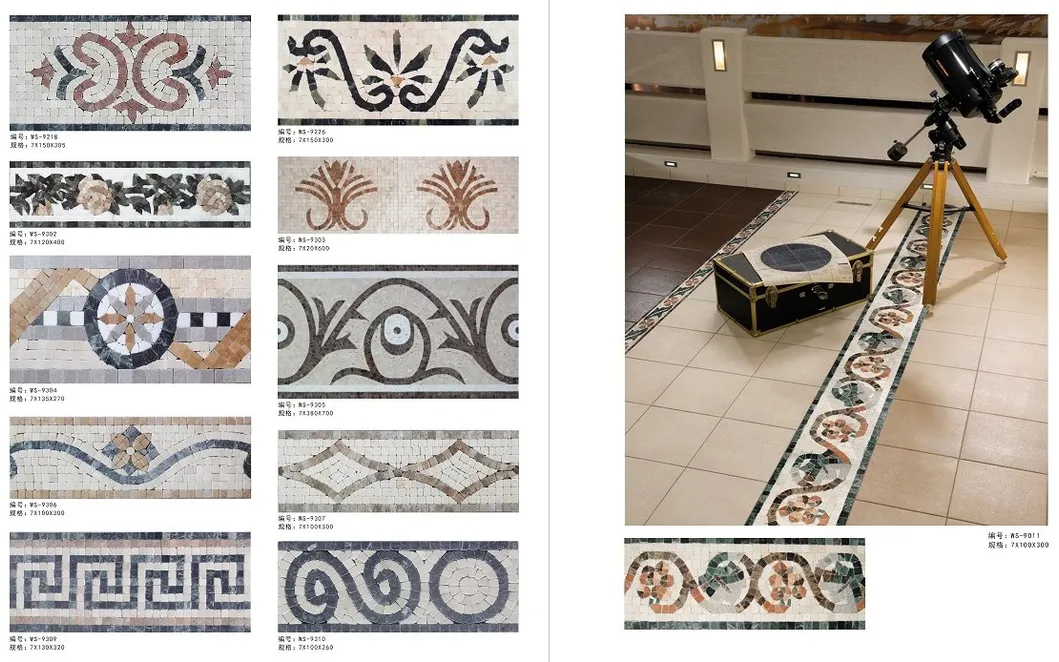 Handmade Art Mosaic Pattern Border Tile for Home Decoration
