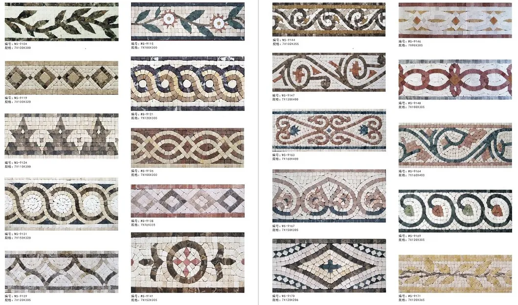 Handmade Art Mosaic Pattern Border Tile for Home Decoration