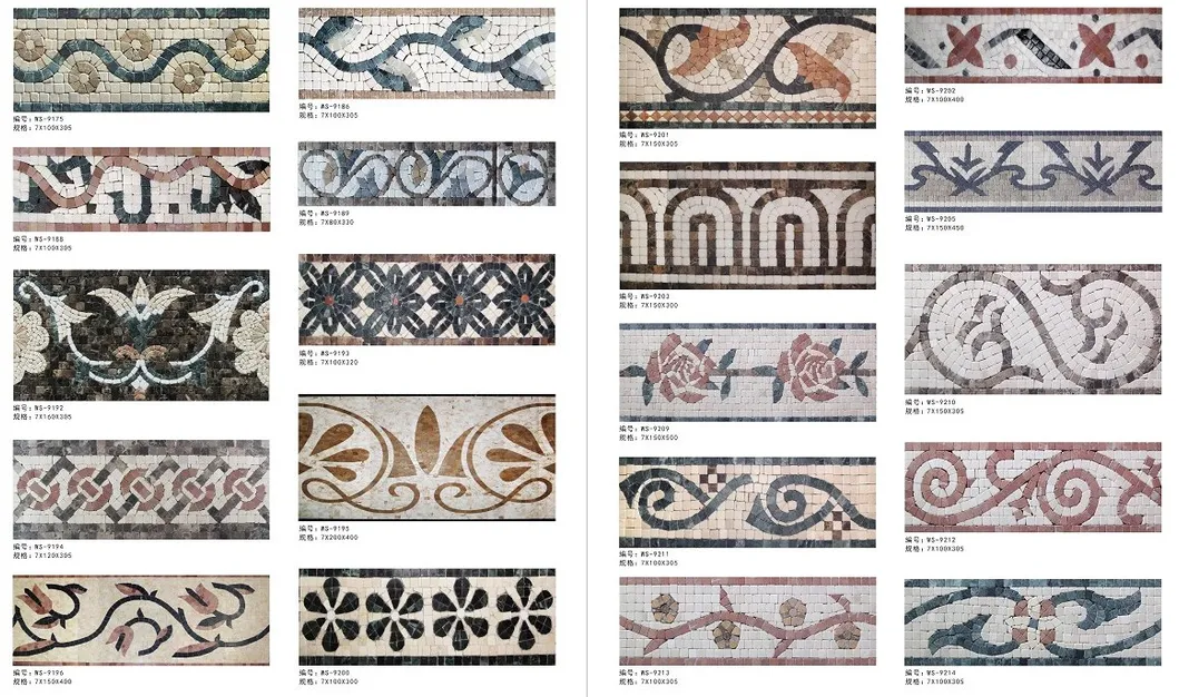 Handmade Art Mosaic Pattern Border Tile for Home Decoration