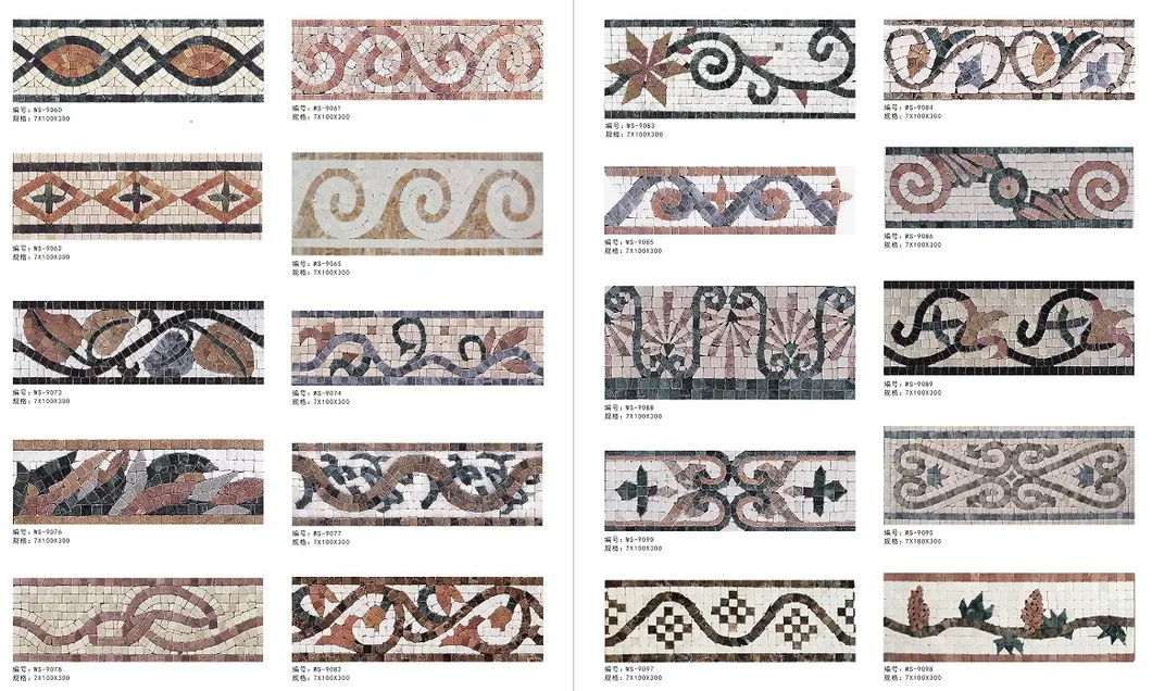 Handmade Art Mosaic Pattern Border Tile for Home Decoration