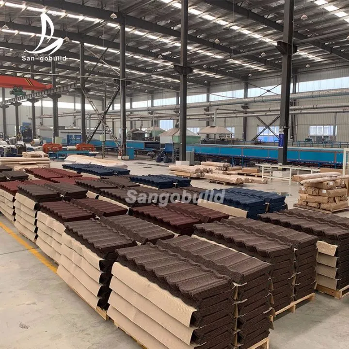 High Quality Construction Material Roofing Sheet Roman Tile Color Stone Coated Aluzinc Metal Roof Tiles
