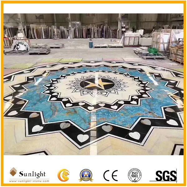 High Quality Yellow/White/Black Oracle Marble Waterjet Medallion for Flooring Decoration