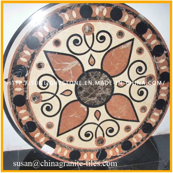 High Quality Yellow/White/Black Oracle Marble Waterjet Medallion for Flooring Decoration