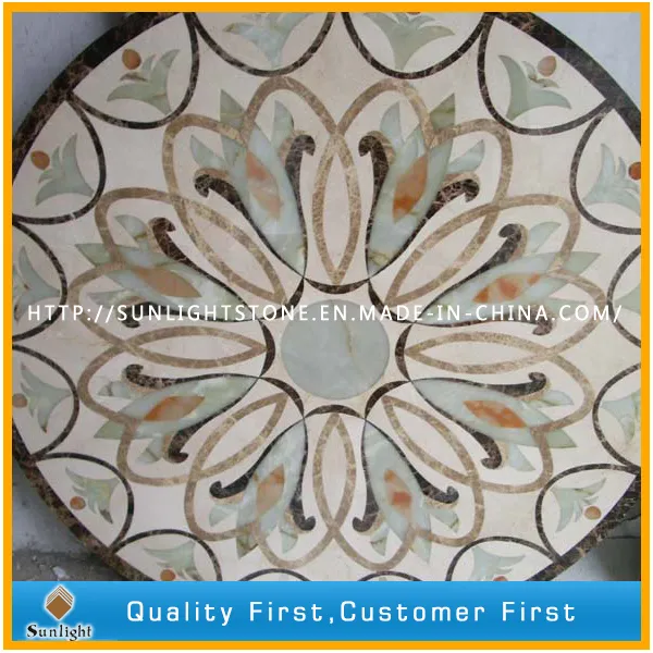 High Quality Yellow/White/Black Oracle Marble Waterjet Medallion for Flooring Decoration