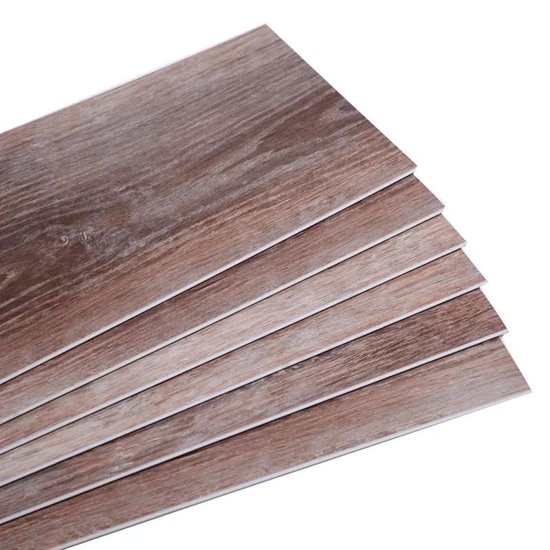 Hot Color Oak Wood Hand Scrapped Finish Spc Plastic Flooring Vinyl Flooring