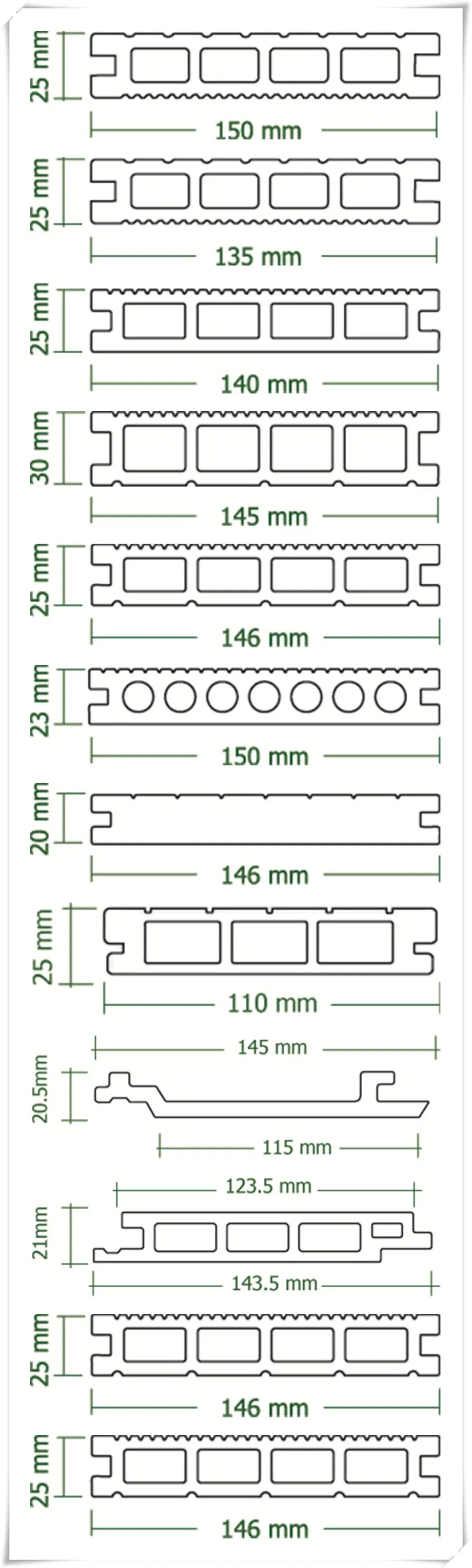 Hot Sale Outdoor Waterproof Swimming Pool Flooring Cover Hollow Wood Plastic WPC Composite Decking