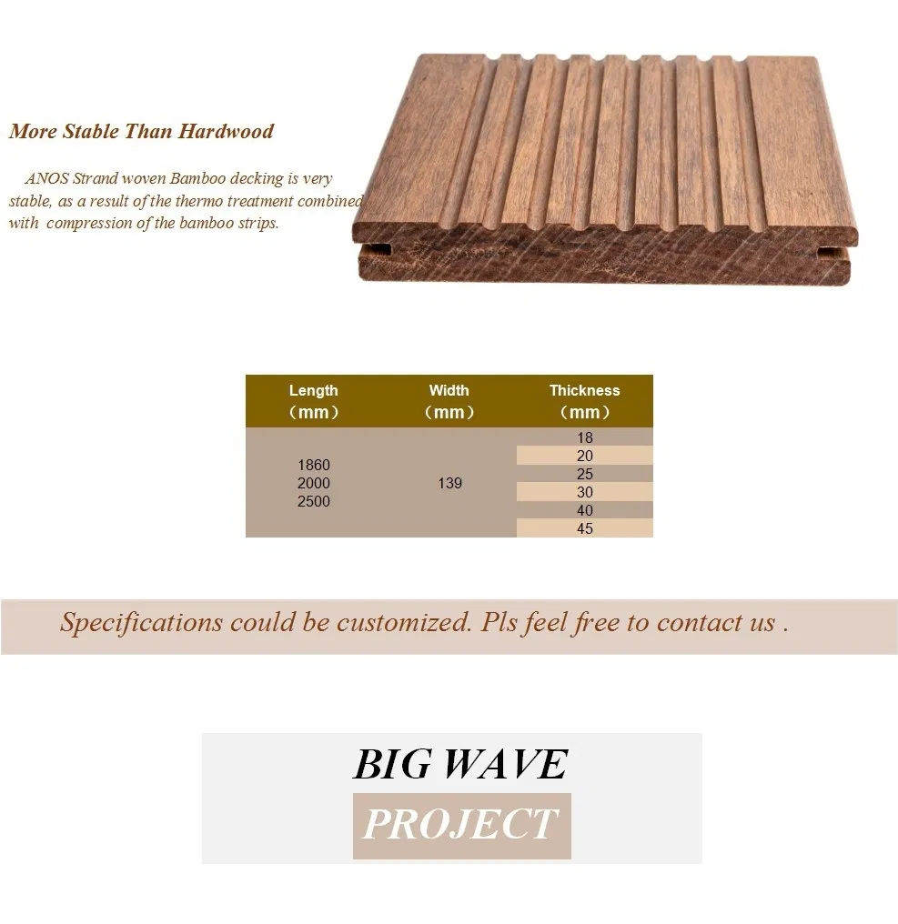 Hot Sales Corrosion Resistance Building Material Outdoor Strand Woven Bamboo Decking/Floor /Flooring