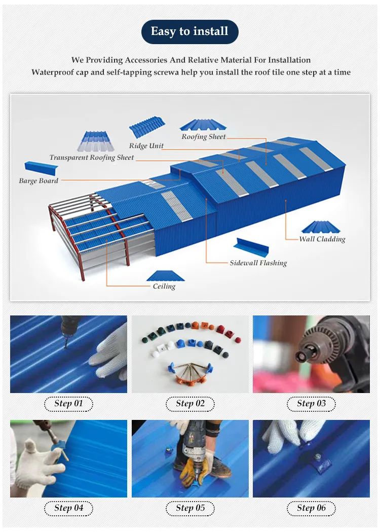 Hot Selling New Design Popular in Colombia PVC UPVC Roof Sheet for Factory ASA Plastic Building Material Roofing Tiles of Roof PVC Roof Tiles