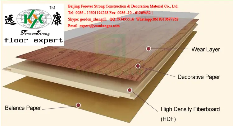 Household 12.3mm Embossed Waxed Edged Lamiante Flooring