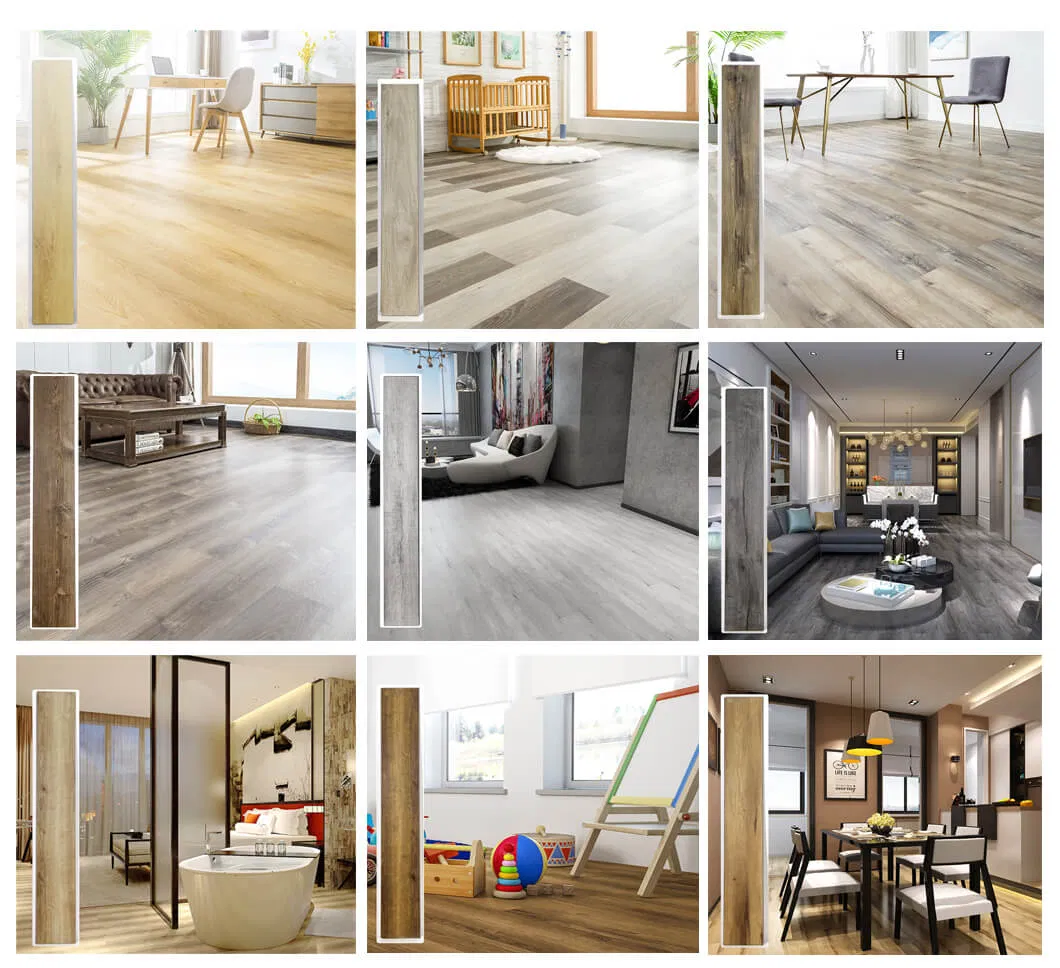 Non-Slip Spc PVC Interlocking Vinyl Floor Tile Engineered Wood Plastic Composite Floor 4mm