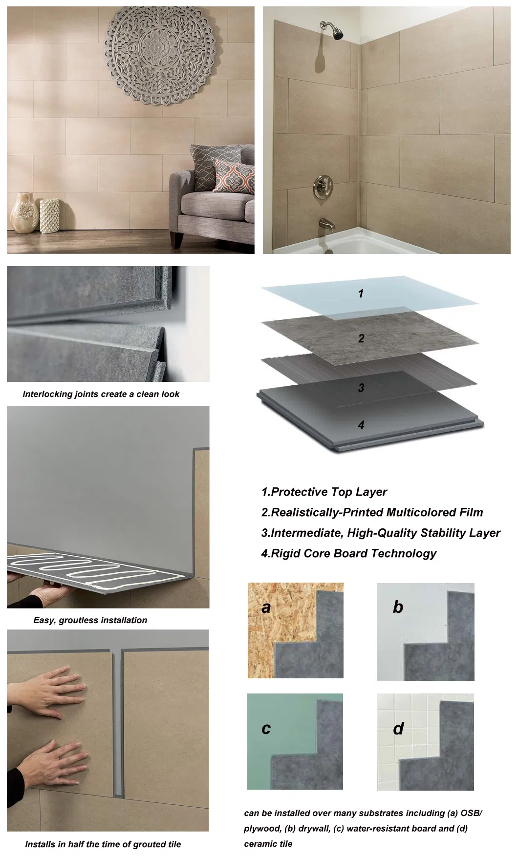 Pisos Laminado PARA Interiores Unilin Click Plastic PVC Spc Grey Marble Vinyl Floor Plank and Wall Tile