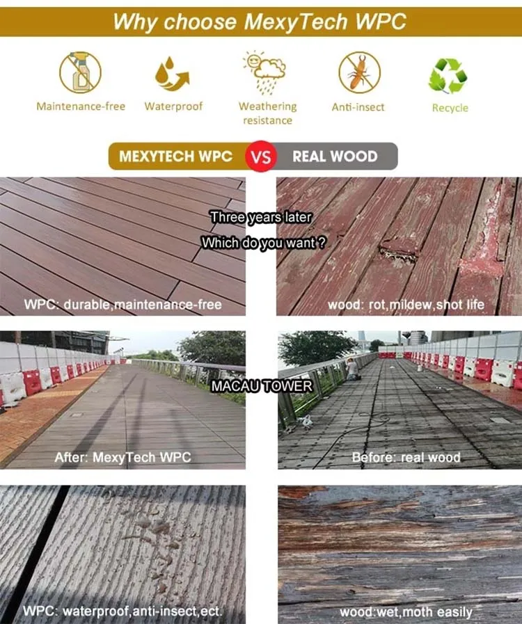 Plastic Roof Deck Waterproof Composite Wood Flooring Board Decking