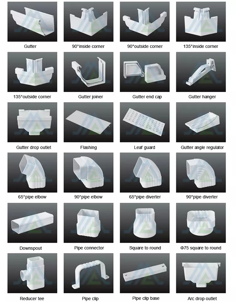 PVC Rain Gutter HDPE Plastic Rain Gutters