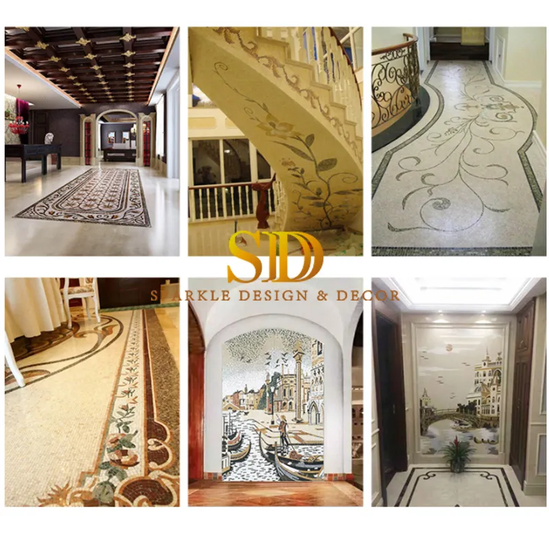 Rectangle Handmade Flora Marble Mosaic Wall Art Marble Mosaic Floor Carpet Mosaic Medallion for Home Decoration