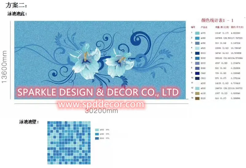 Resort/Club/Villa Indoor Pool Decoration Beautiful Art Glass Flowers/Flora for Big Swimming Pool Mosaic