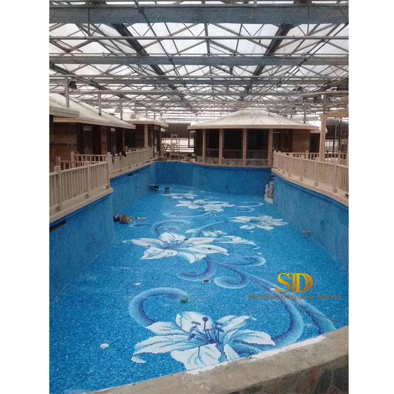 Resort/Club/Villa Indoor Pool Decoration Beautiful Art Glass Flowers/Flora for Big Swimming Pool Mosaic
