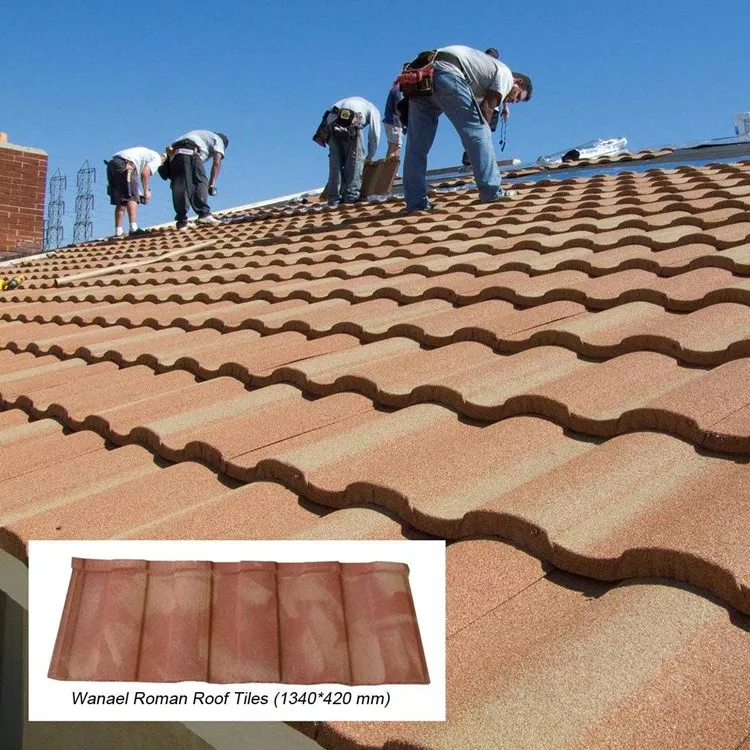 Roman Stone Coated Metal Roof Tiles 1340 *420mm