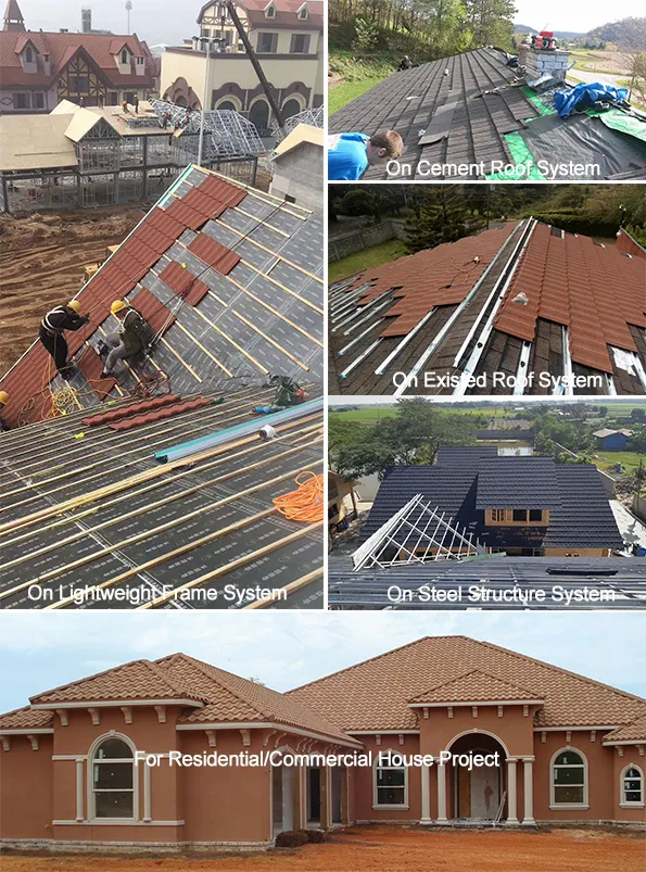 Sand Coated Interlocking Roof Panels Classical Type Galvalume Color Stone Coated Metal Roof Tile