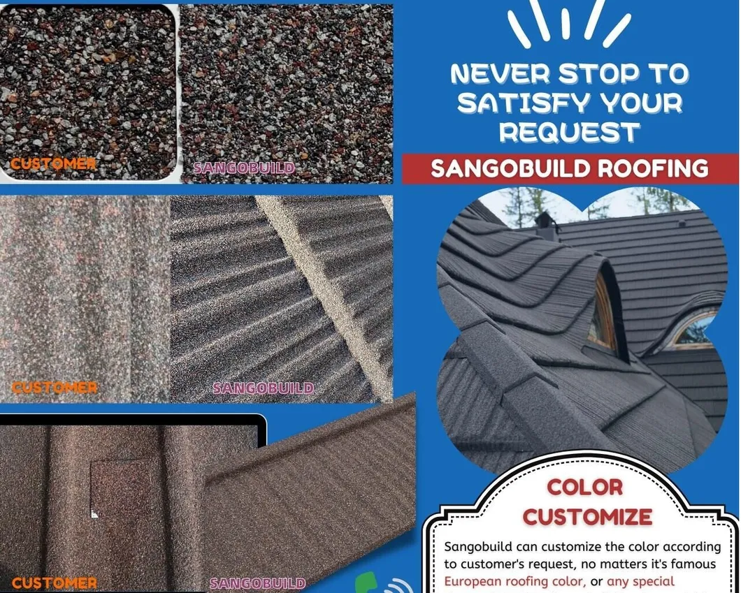 Sand Coated Interlocking Roof Panels Classical Type Galvalume Color Stone Coated Metal Roof Tile