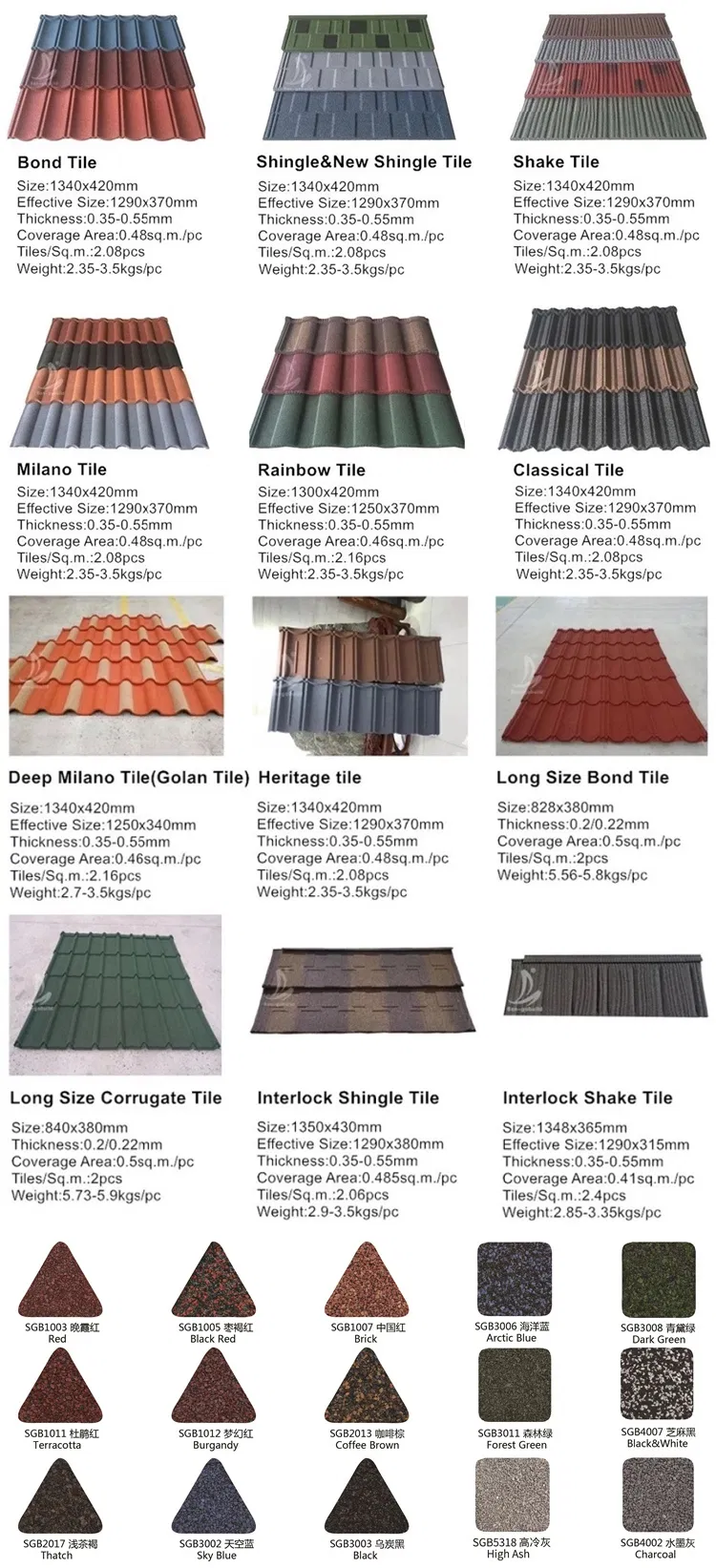 Shingle Design 1340*420mm Stone Coated Roofing Metal Shingle Roof Tile