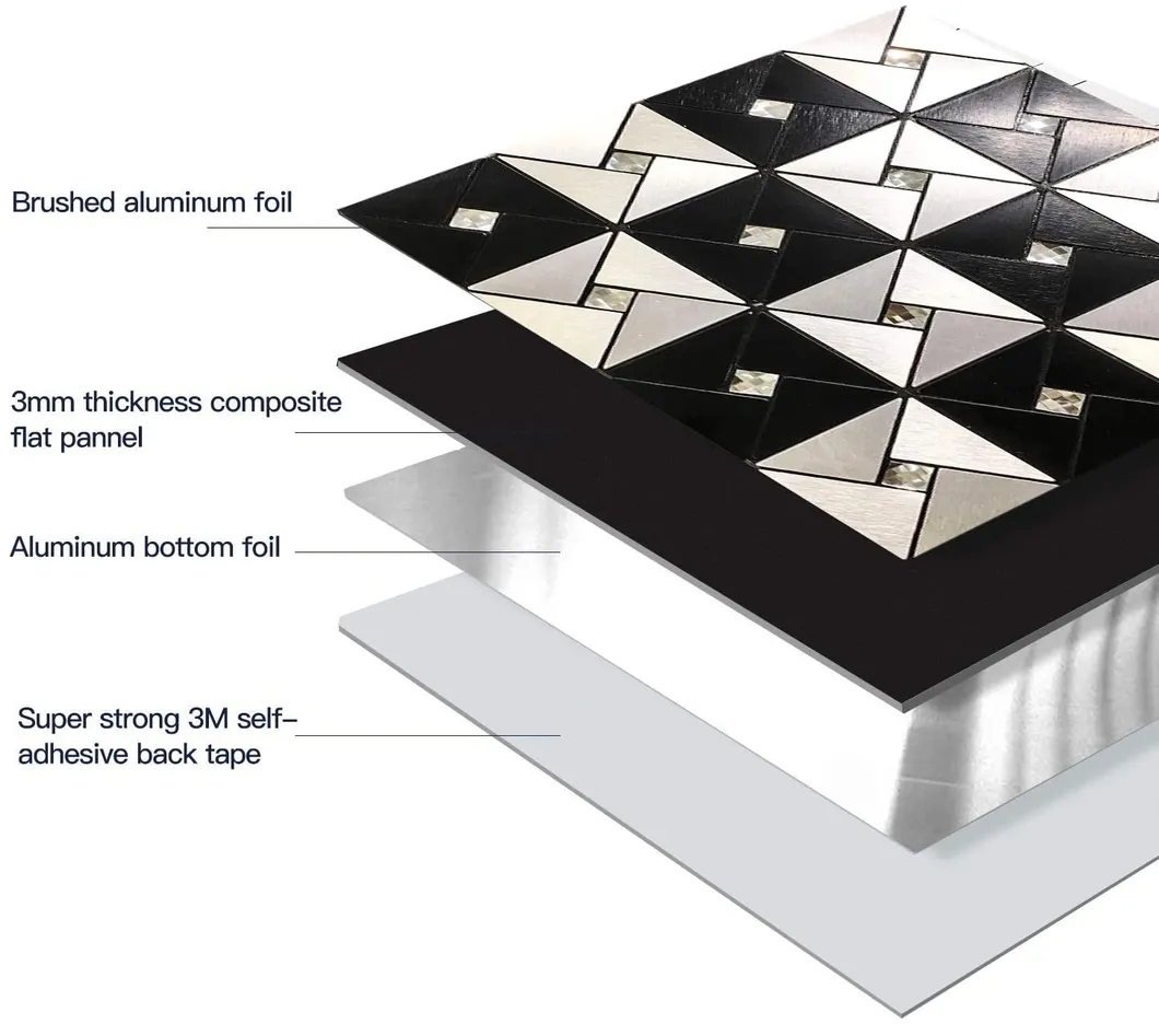 Silver Metallic Tile Sheets Stainless Steel & Aluminum Blend Mosaic Tiling Kitchen Designs Diamond Tiles Backsplash