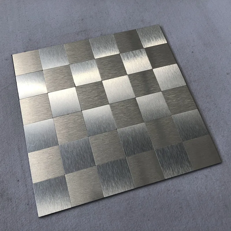 Silver Metallic Tile Sheets Stainless Steel & Aluminum Blend Mosaic Tiling Kitchen Designs Diamond Tiles Backsplash