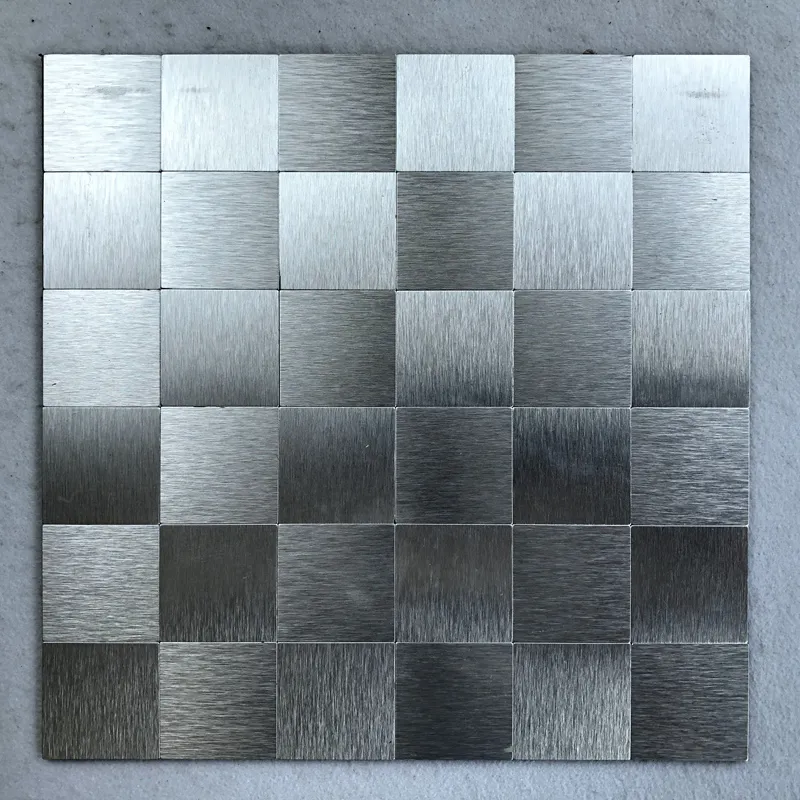 Silver Metallic Tile Sheets Stainless Steel & Aluminum Blend Mosaic Tiling Kitchen Designs Diamond Tiles Backsplash