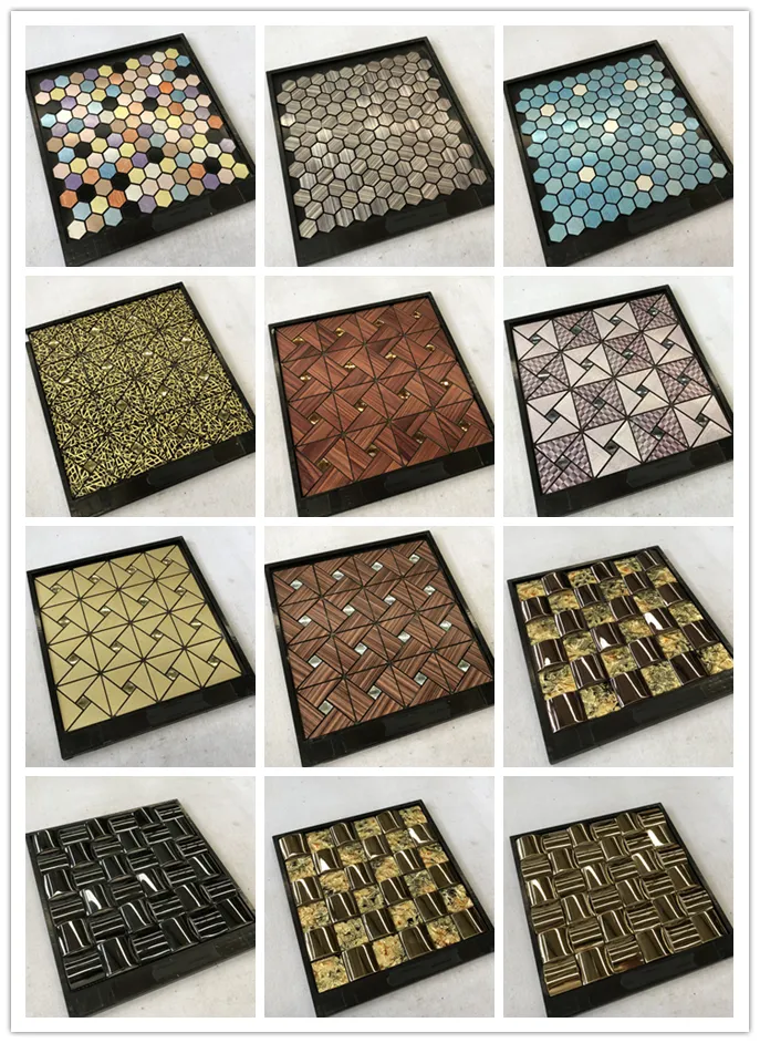 Silver Metallic Tile Sheets Stainless Steel & Aluminum Blend Mosaic Tiling Kitchen Designs Diamond Tiles Backsplash