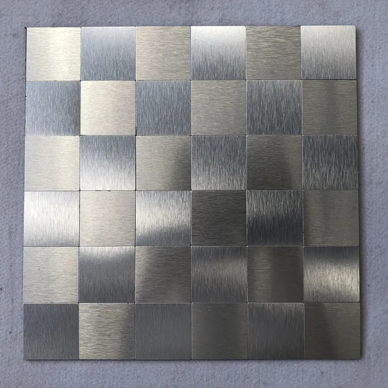 Silver Metallic Tile Sheets Stainless Steel & Aluminum Blend Mosaic Tiling Kitchen Designs Diamond Tiles Backsplash