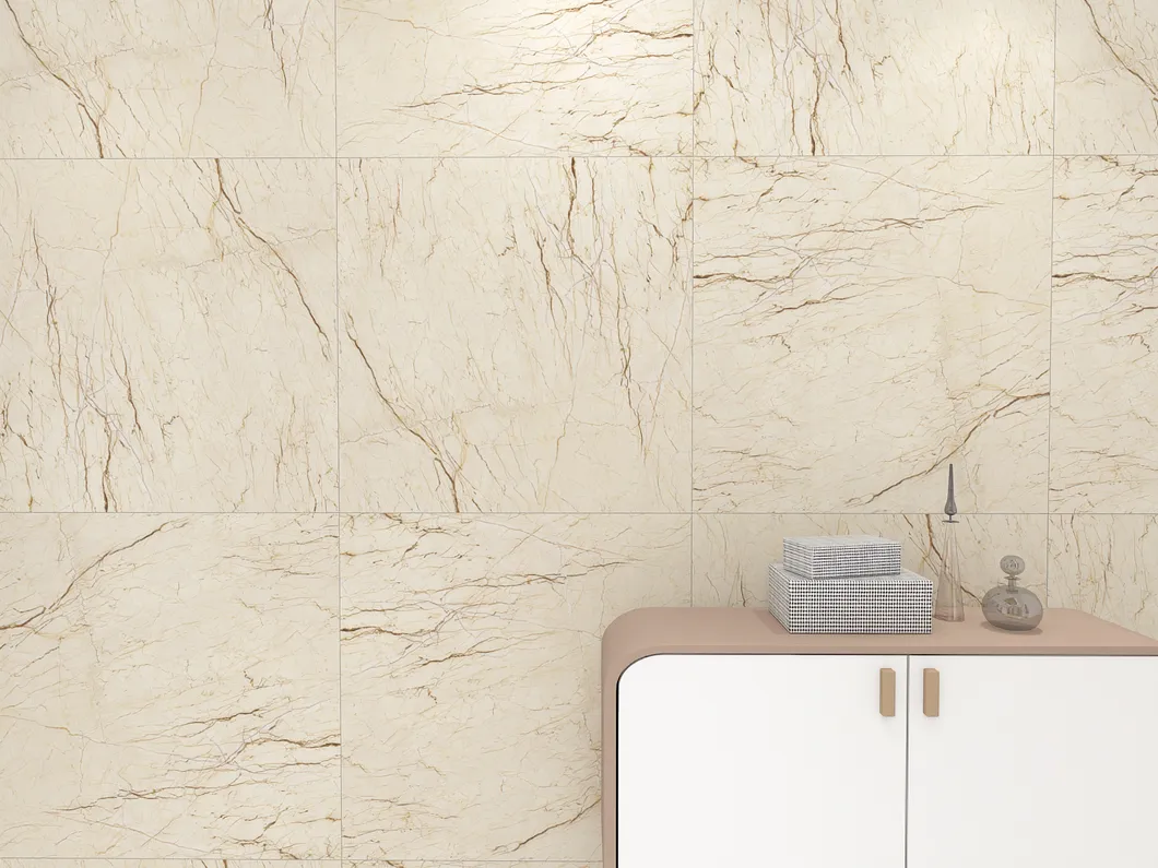 Sofitel Gold Marble Look Glazed Porcelain Glossy Face Tile for Interior Decoration Floor and Wall 900X900mm