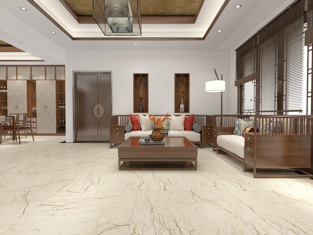 Sofitel Gold Marble Look Glazed Porcelain Glossy Face Tile for Interior Decoration Floor and Wall 900X900mm