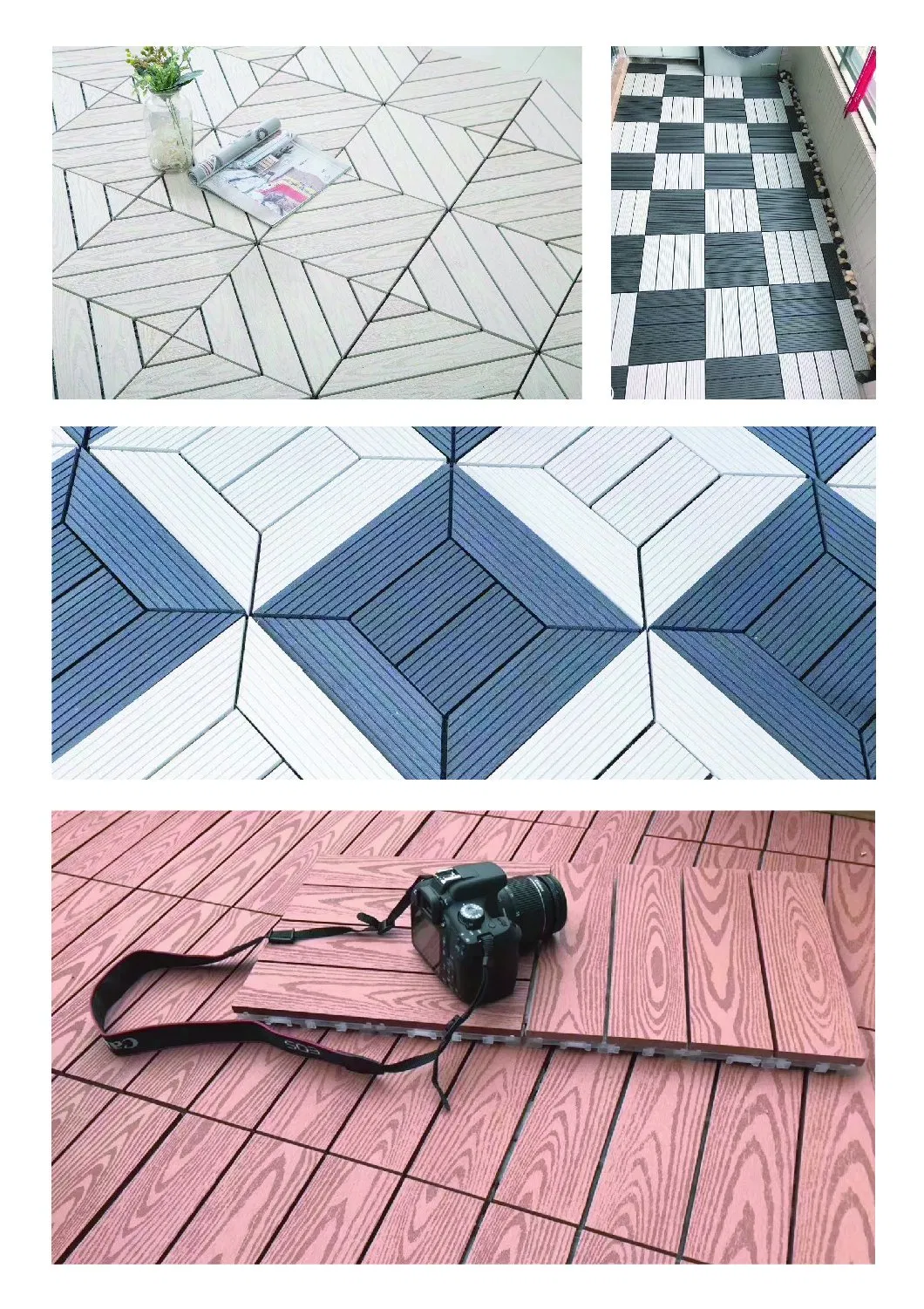 Style Selection Wood Flooring Tiles with Crack-Resistant DIY Style Morden/WPC Deck Tile Floor