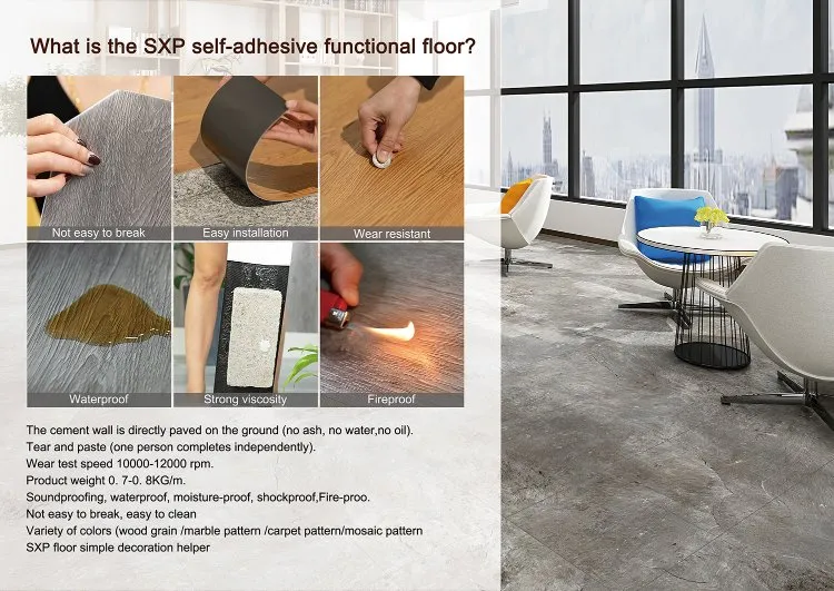 Sxp Wood Grain Self-Adhesive Floor Covering for Restroom