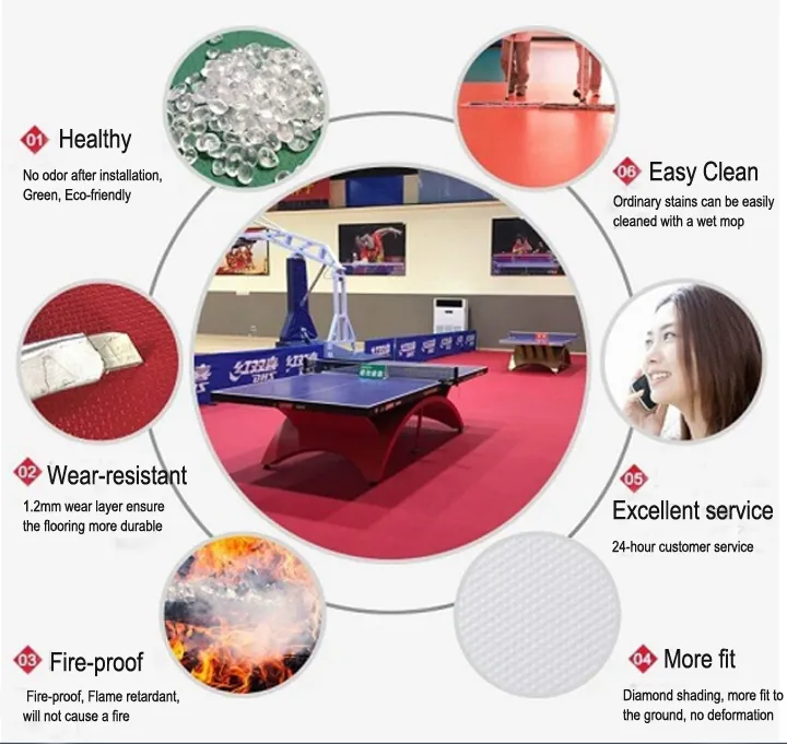 Synthetic PVC Vinyl Sport Flooring for Badminton Court