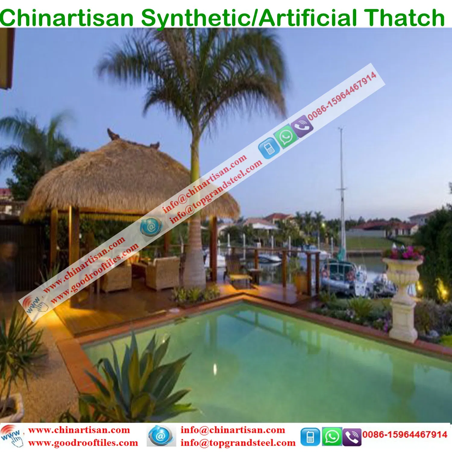 Synthetic Thatch Roofing Building Materials for Hawaii Bali Maldives Resorts Hotel 26