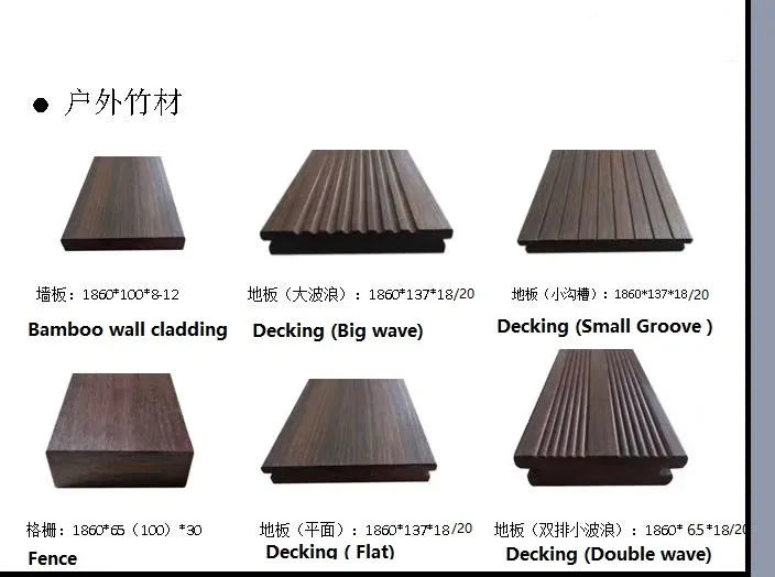 Thickness 20mm Durable Outdoor Bamboo Decking