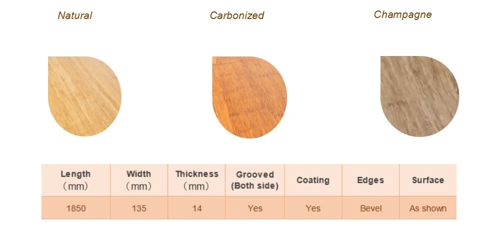 Top E0 Grade Soundproof Waterproof Indoor Bamboo Products Bamboo Flooring
