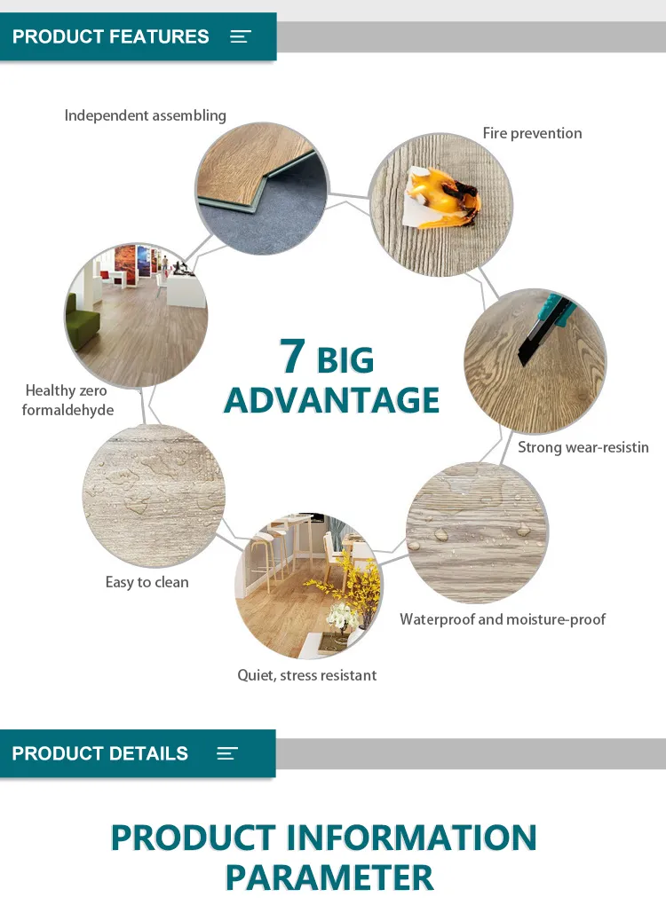 Unilin Click PVC Plastic Flooring 4mm 184mm*1220mm Vinyl Planks Luxury Spc Flooring