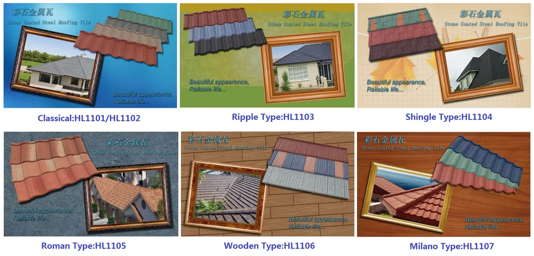 Villa Rooftop Design Modern Stone Coated Steel Roofing Sheet 0.3mm High 1340*420mm Building Material Metal Ripple Type Roof Tiles