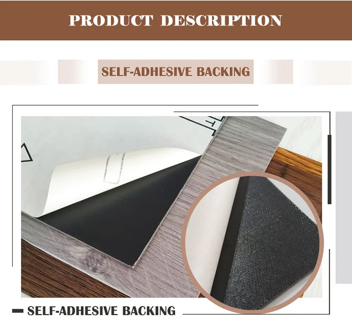 Waterproof and Fireproof Self Adhesive Wood Design Vinyl Tile PVC Plank Plastic Lvt